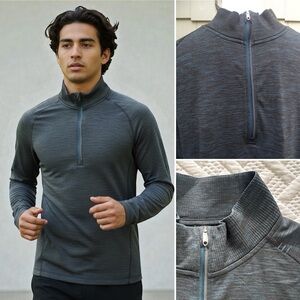 Lululemon Metal Vent Tech 1/2 Zip Space Dye Blue Black Long Sleeve Shirt L